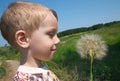 Child and big blowball