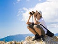 Child with binoculars Royalty Free Stock Photo