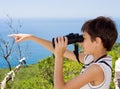 Child with binoculars Royalty Free Stock Photo