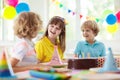 Child birthday party cake. Family with kids Royalty Free Stock Photo