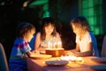 Child birthday party cake. Family with kids Royalty Free Stock Photo