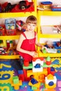 Child with block and construction set . Royalty Free Stock Photo