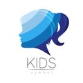 Child Blue Vector Logotype vector Silhouette profile human head. Concept logo for people, children, autism, kids Royalty Free Stock Photo