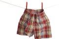 Child boxer shorts on laundry line Royalty Free Stock Photo