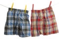 Child boxer shorts on laundry line Royalty Free Stock Photo