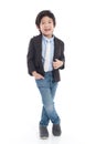 Child boy in business suit on white background isolated Royalty Free Stock Photo