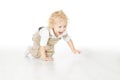 Child Boy Crawling Over White Background Royalty Free Stock Photo