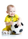 Child boy with foot ball Royalty Free Stock Photo