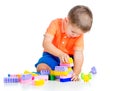 Child boy playing with construction set Royalty Free Stock Photo