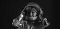 Child boy playing with space helmet, little astronaut or spaceman.