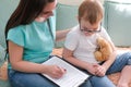 Child boy in the psychologists office Royalty Free Stock Photo