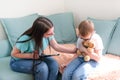 Child boy in the psychologists office Royalty Free Stock Photo