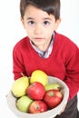 Child bring basket fruit