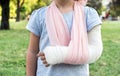 Child with broken hand Royalty Free Stock Photo
