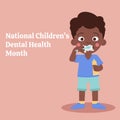 Child brushing teeth. National ChildrenÃ¢â¬â¢s Dental Health Month. Banner