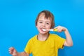 child brushing teeth studio Royalty Free Stock Photo