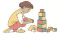 Child Building Blocks: Imaginative Play and Creative Development, vector design Generative AI Royalty Free Stock Photo