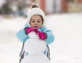 Child building snowman. Royalty Free Stock Photo