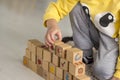 Child building stack