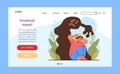 Child cancer emotional impact web banner or landing page. Little kid