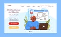 Child cancer web banner or landing page. Little kid studying at school