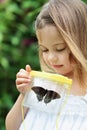 Child Capturing Butterflies Royalty Free Stock Photo