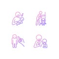 Child care gradient linear vector icons set