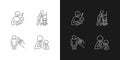 Child care linear icons set for dark and light mode