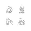 Child care linear icons set