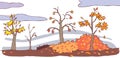 Child cartoon autumn landscape background ()