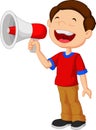Child cartoon screaming into a megaphone Royalty Free Stock Photo