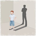 Child casting shadow of young man