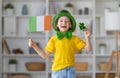 Child is celebrating St. Patrick`s Day Royalty Free Stock Photo