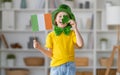 Child is celebrating St. Patrick`s Day Royalty Free Stock Photo