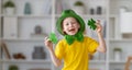 Child is celebrating St. Patrick`s Day Royalty Free Stock Photo