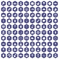 100 child center icons hexagon purple