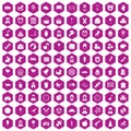 100 child center icons hexagon violet