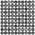 100 child center icons set black circle