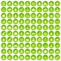 100 child center icons set green circle