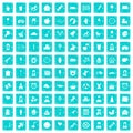 100 child center icons set grunge blue