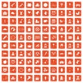 100 child center icons set grunge orange