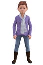 Child Character 3D little girl - sweater and jeans