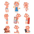 Child characters. Baby boy in different situations cartoon vector illustration Royalty Free Stock Photo