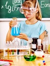 Child in chemistry class. Royalty Free Stock Photo