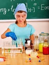 Child in chemistry class Royalty Free Stock Photo