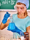 Child in chemistry class Royalty Free Stock Photo