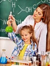 Child in chemistry class. Royalty Free Stock Photo