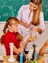 Child in chemistry class Royalty Free Stock Photo