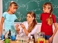 Child in chemistry class. Royalty Free Stock Photo