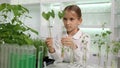 Child in Chemistry Lab, School Science Growing Seedling Plants Biology Class Royalty Free Stock Photo